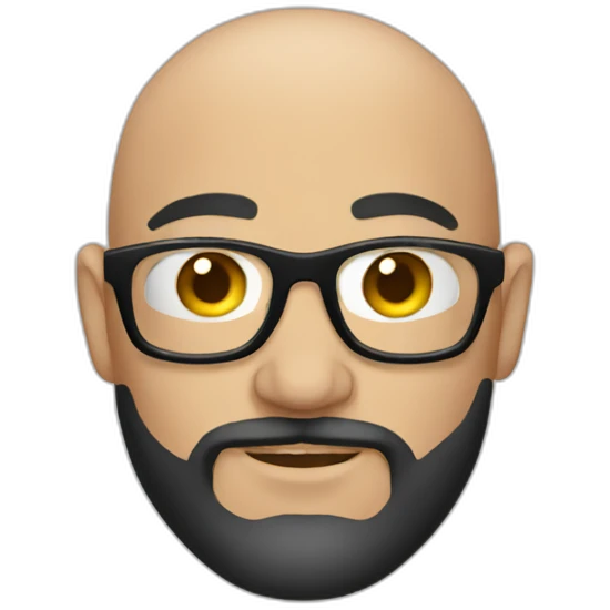 Tattooed man bald with glasses and beard emoji