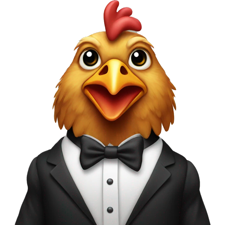Chicken wearing a tuxedo emoji