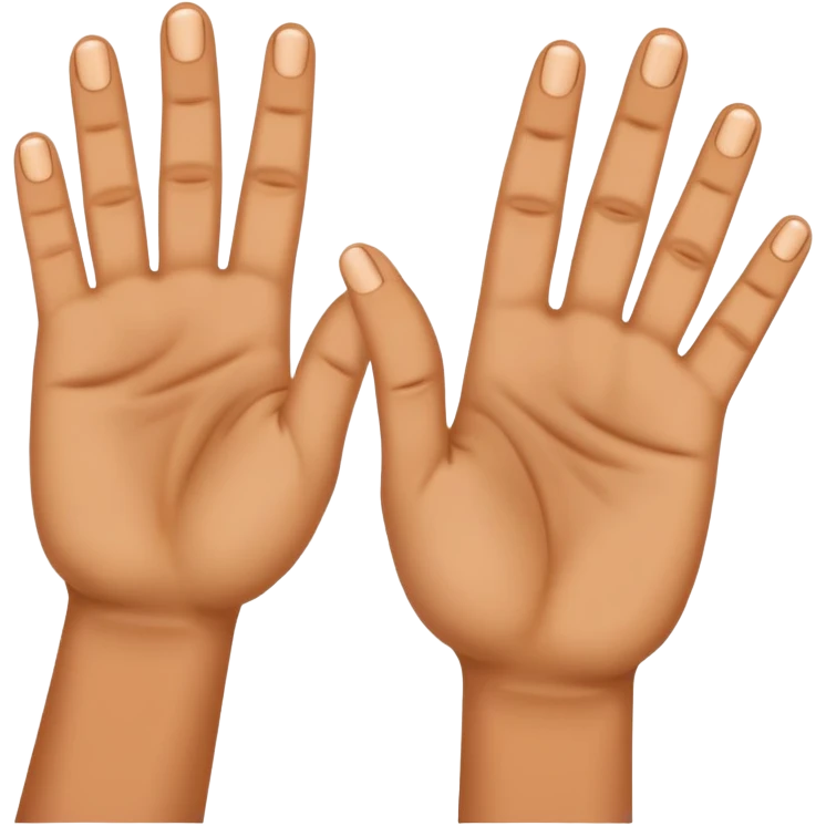 Hands with four fingers.  emoji