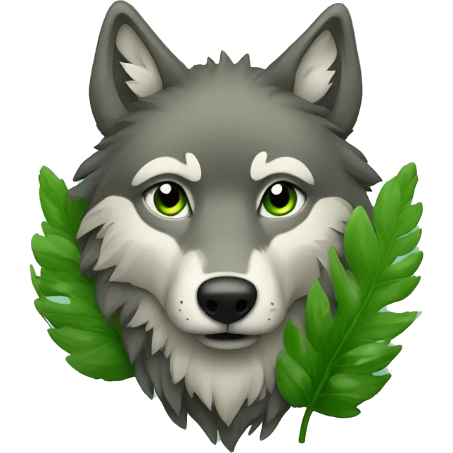Wolf with plant fur, green fr emoji