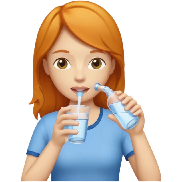 basic ginger woman drinking water emoji