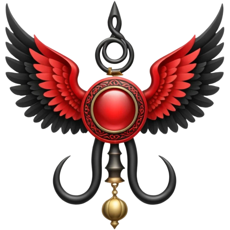 Holy Emblem with black wings and horn and red tetragrammaton in the middle emoji