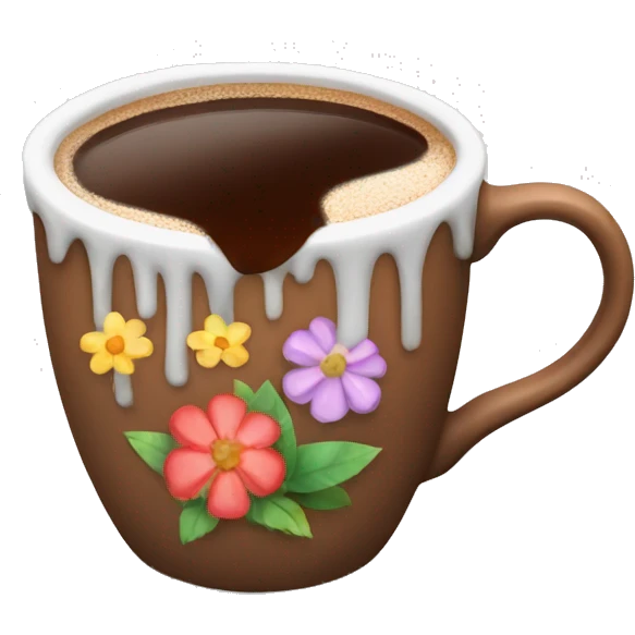 Hot coca cup with flowers  emoji