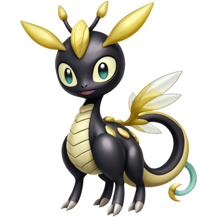 Shiny glossy melanistic oily pastel white bright Meloetta-Giratina-Noibat-Pokémon-Fakémon-fusion-hybrid-creature emoji