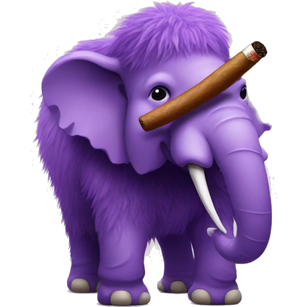 a purple fluffy mammoth smoking a cigar emoji