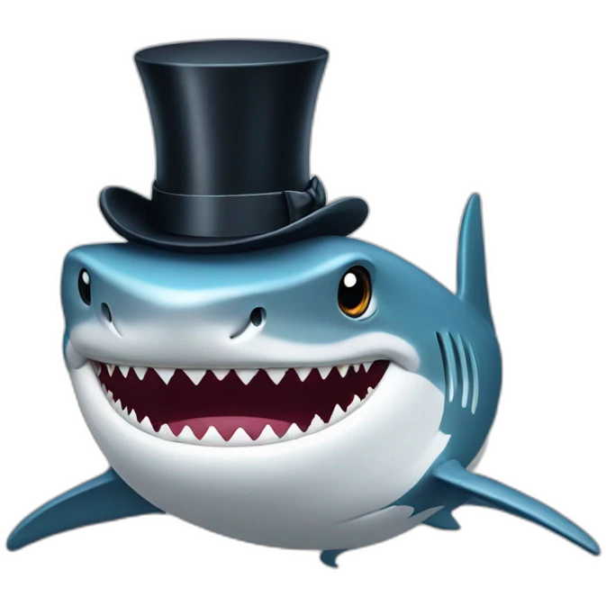 Shark with a top hat emoji