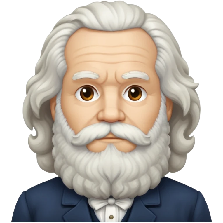 Karl Marx with white bushy beard, thick wavy hair, head and shoulders partially turned, no glasses emoji