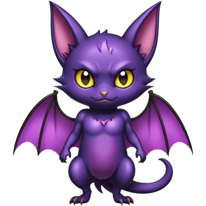 Shiny Dark Cute Cool Badass Noibat-Bat-Cat-fusion-hybrid full body emoji