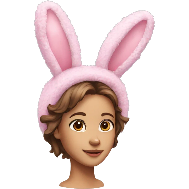Pink fluffy bunny ears headband emoji