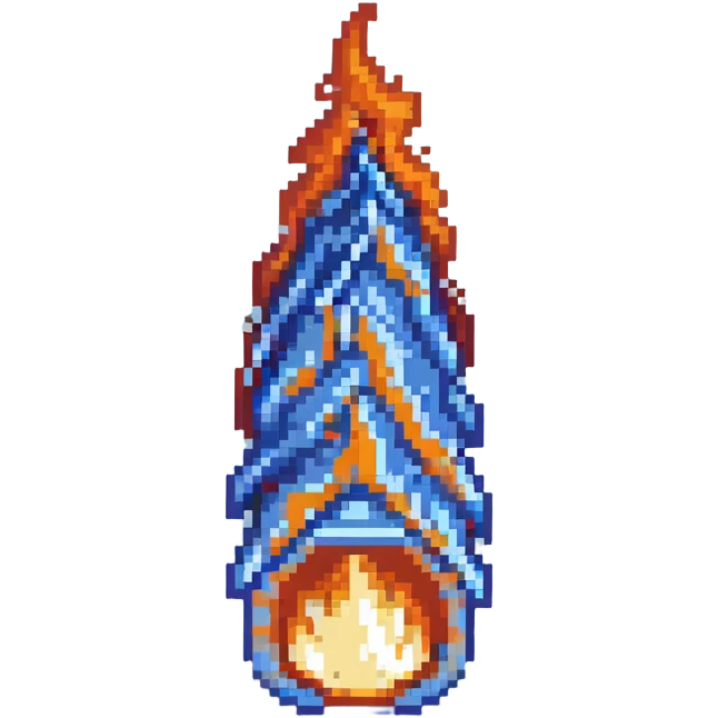left fire end cap, flame tip pointing left, orange and yellow emoji