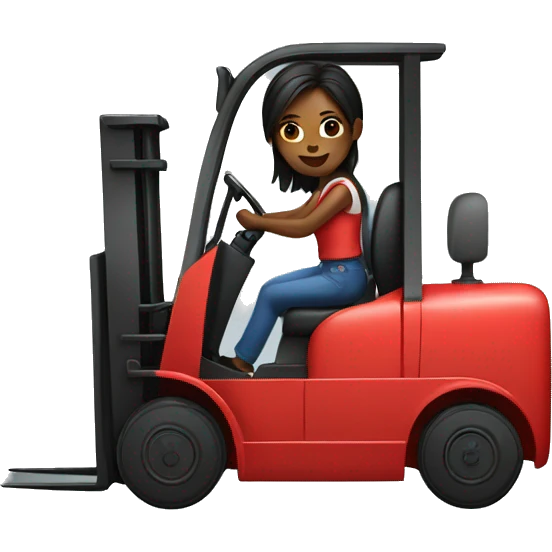 Girl driving red forklift emoji