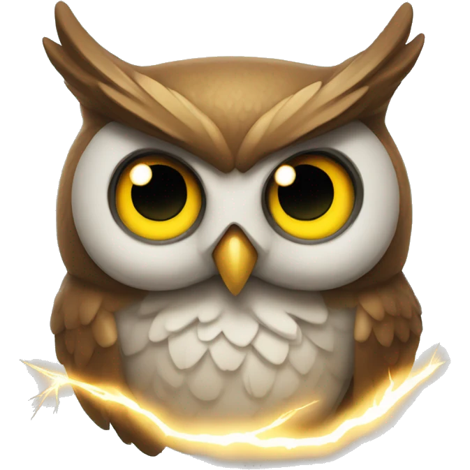 owl with lighting strike around him emoji