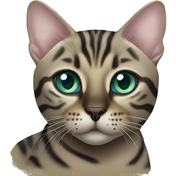 Seal Bengal CAT with Blue eyes with a charcoal Sepia bengal cat with Green eyes sitting  emoji