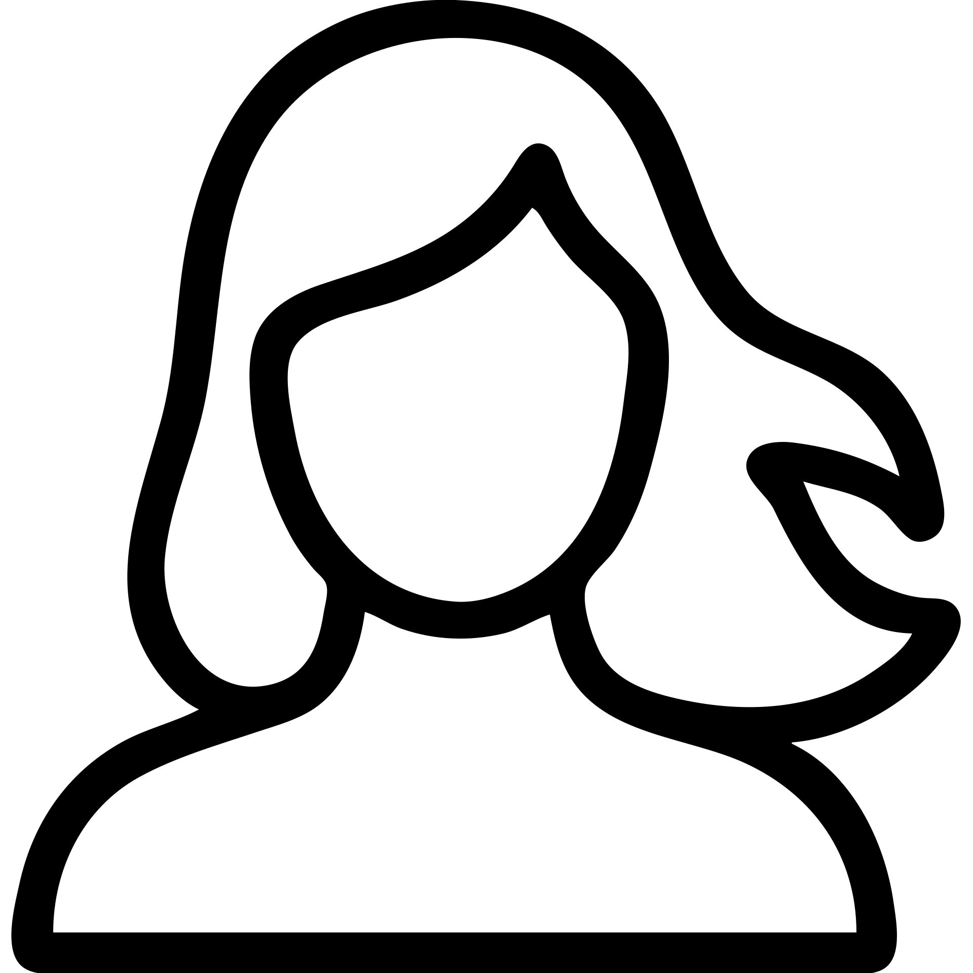 silhouette of a female, stylized with flowing hair, outline only emoji