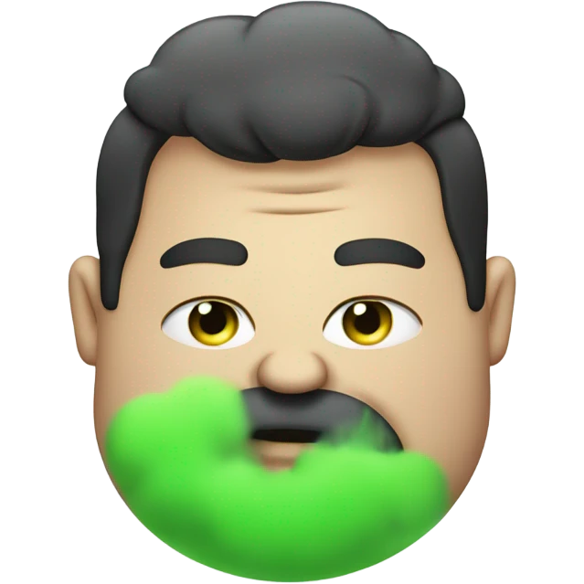 Fat guy with green smoke out of mouth bad breath emoji