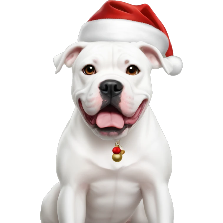White American bulldog with santa’s hat  emoji