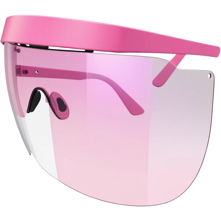 frameless pink tinted shield visor sunglasses, Y2K aesthetic, one-piece lens emoji
