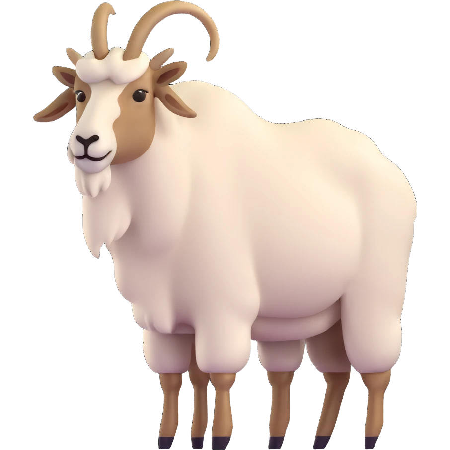 realistic 3D mountain goat with textured fur emoji