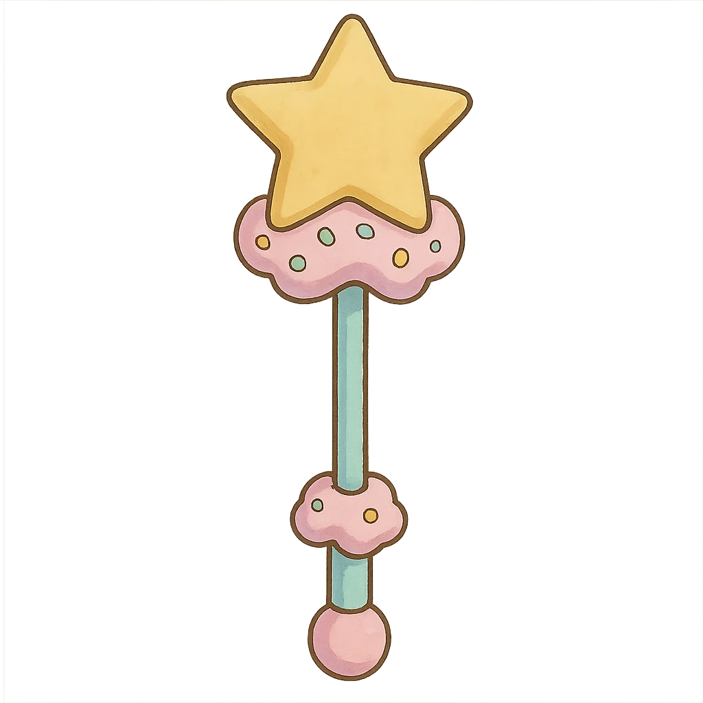 ghibli style magic wand with frosting details, pastel colors emoji