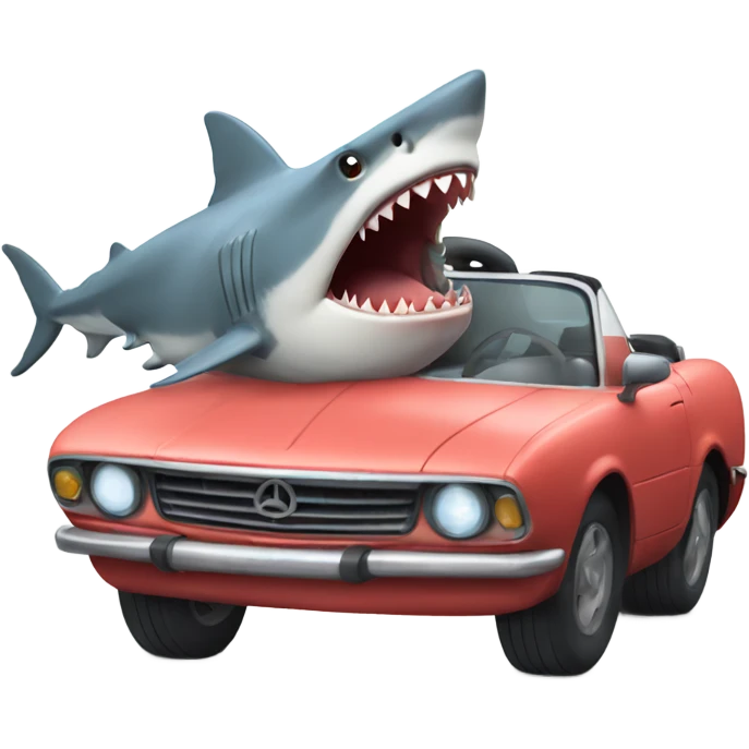 Shark driving a car emoji