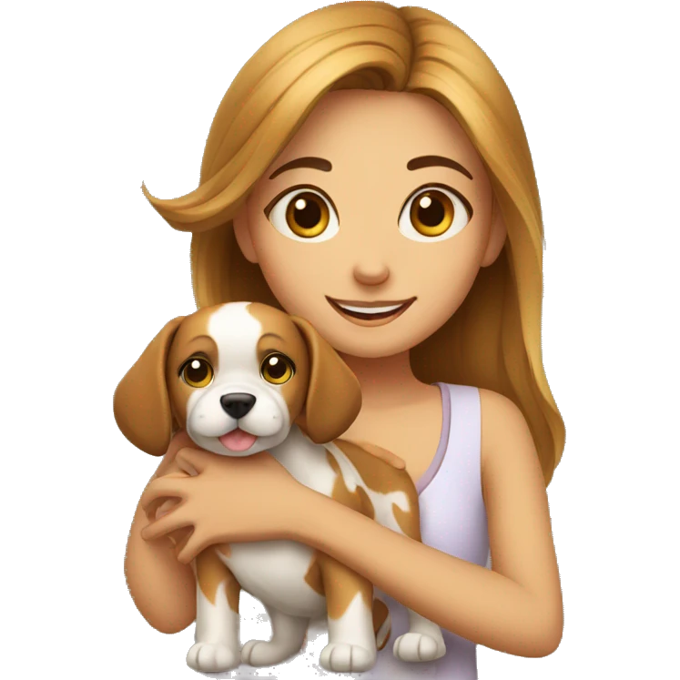 A cute girl with a dog emoji