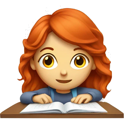 Red head doing homework  emoji