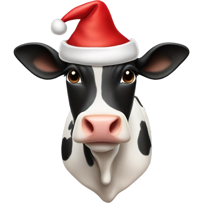 Dairy cow with Santa hat emoji