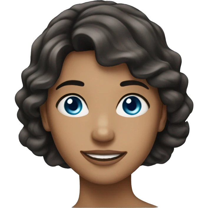 woman dark hair blue eyes dimples emoji