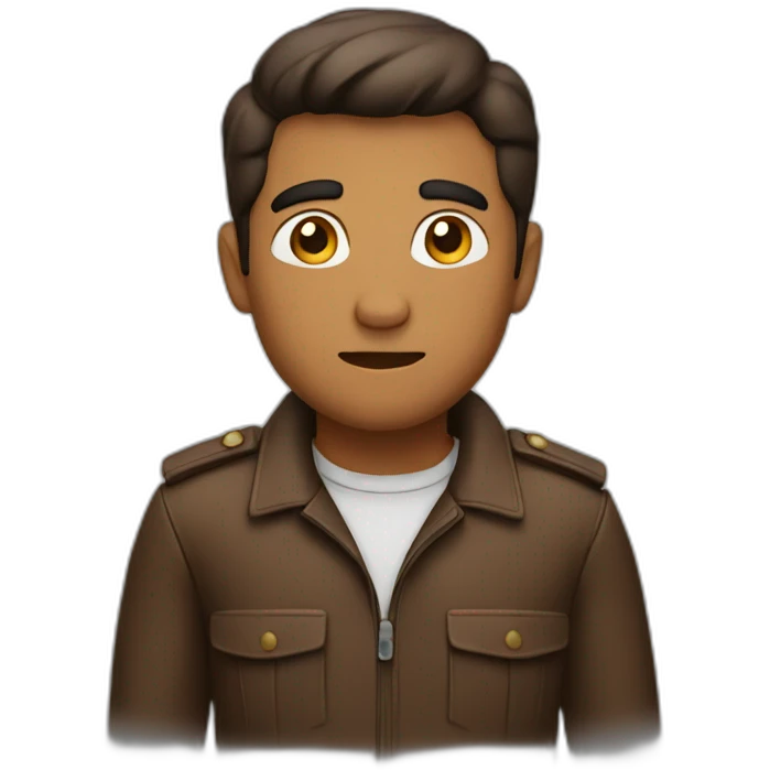 Brown air man thinking emoji
