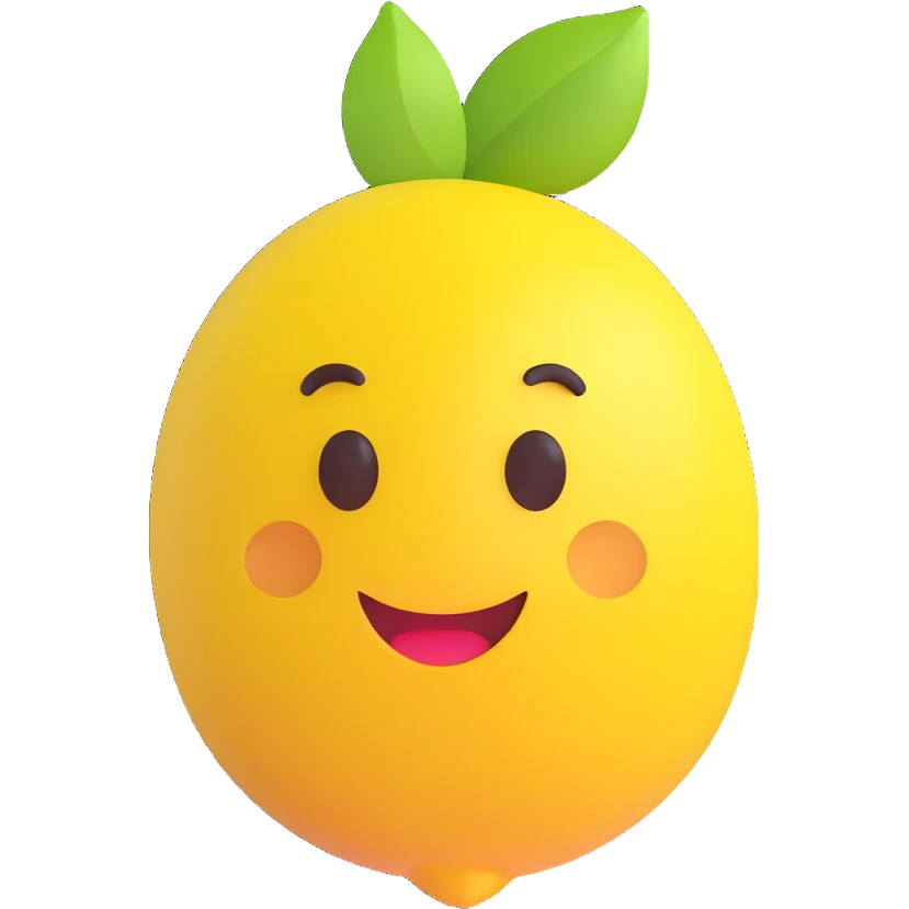 zesty and lively citrus lemon icon, 3D emoji style emoji