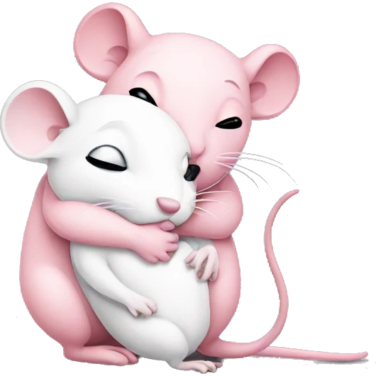pink rat hugging white rat emoji