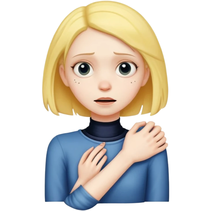 a girl that looks like coraline holding her neck and strangling herself  emoji