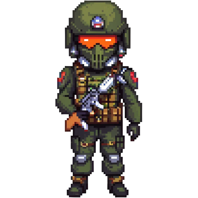 armed figure in all-black military clothing, shiesty mask, and helmet emoji