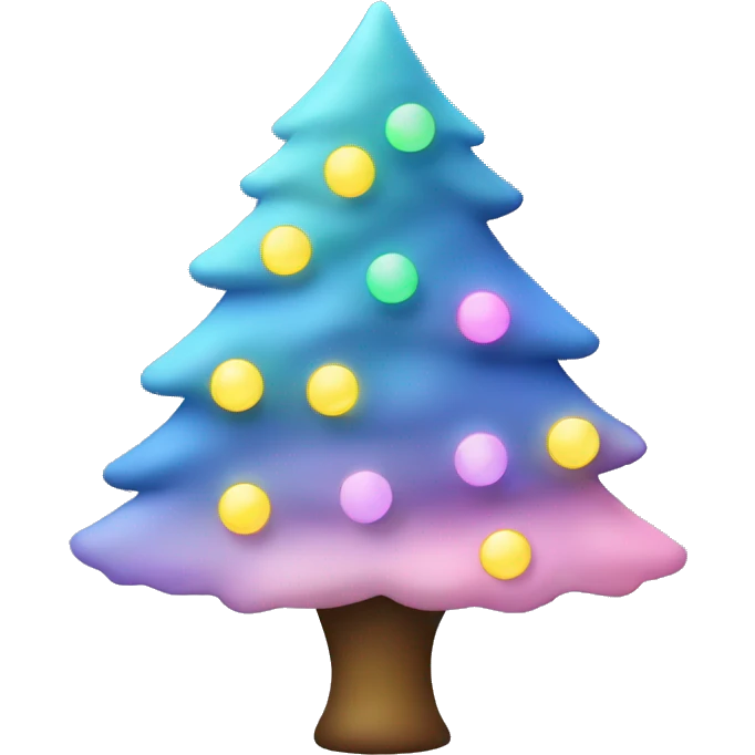 Christmas tree with pastel blue,pink,yellow, purple lights  emoji