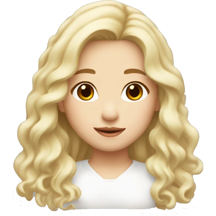blonde long wavy hair, white scin color asian girl, from shoulders, make one emoji emoji