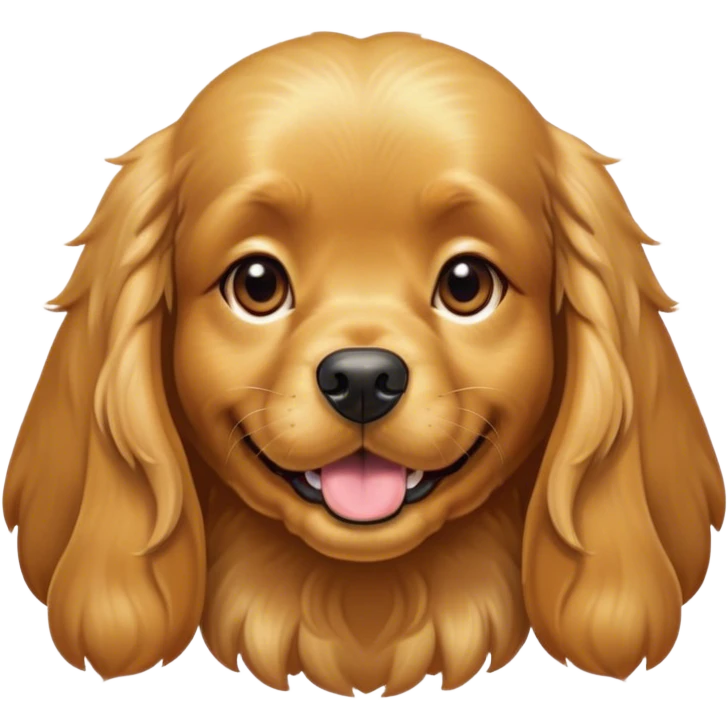 Cinematic Comical Gold Cocker Spaniel Portrait Emoji, Head tilted dramatically with an exaggeratedly amused expression, featuring a glossy golden coat with a natural bounce, wide, expressive brown eyes filled with playful disbelief, Simplified yet hilariously expressive features, highly detailed, glowing with a slightly sassy glow, high shine, dramatic yet playful, stylized with an air of cheeky charm, bright and endearing, soft glowing outline, capturing the essence of a spirited and over-the-top companion, so meme-worthy it feels like it could side-eye its way into internet fame instantly! emoji