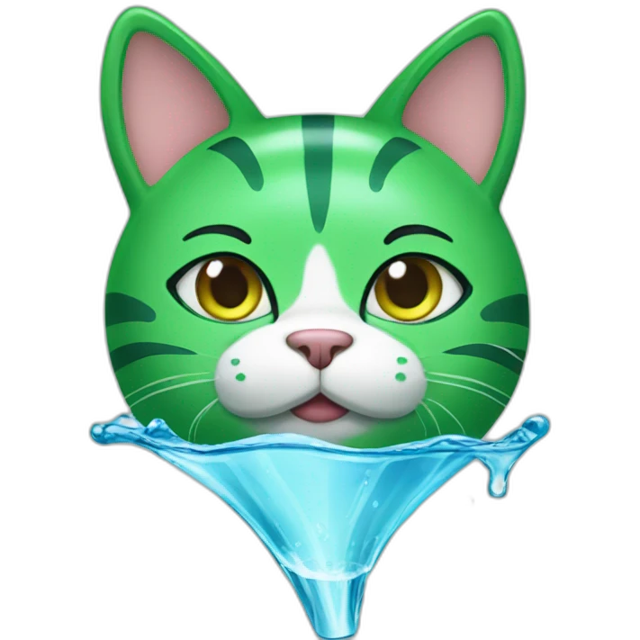 Green cat drink water  emoji