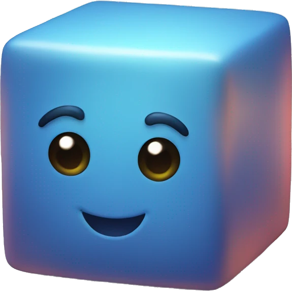 A cute blue cube emoji