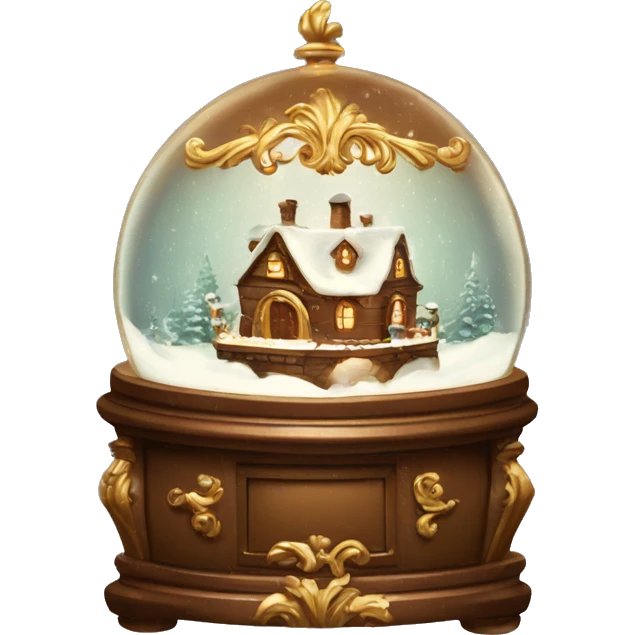 vintage brown rococo snow globe emoji
