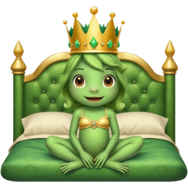 cute frog princess sitting on bed emoji