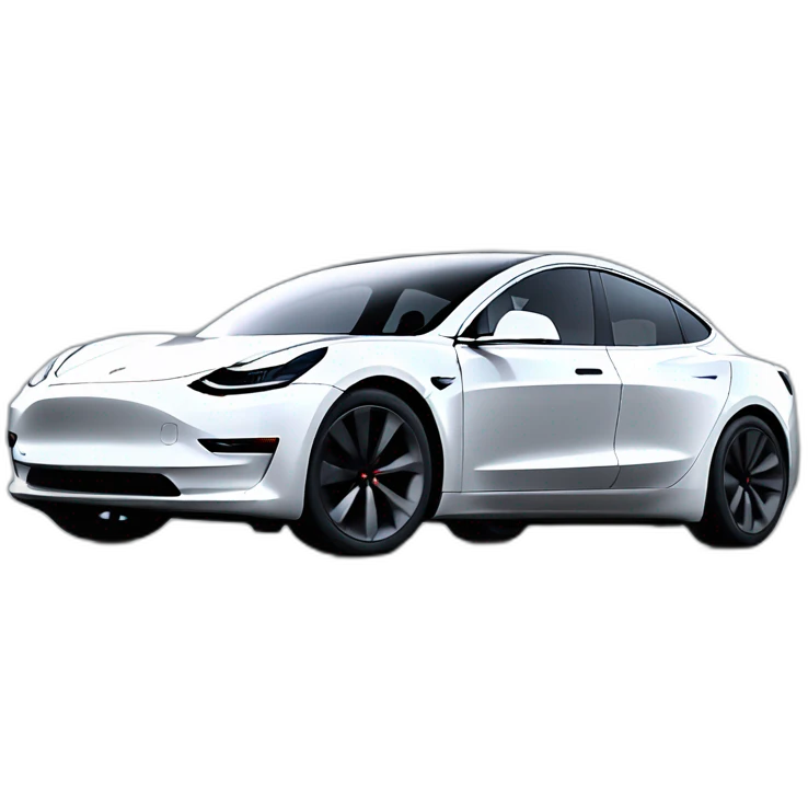 one Black colored Tesla Model 3 in high speed motion side view with reflection on floor emoji