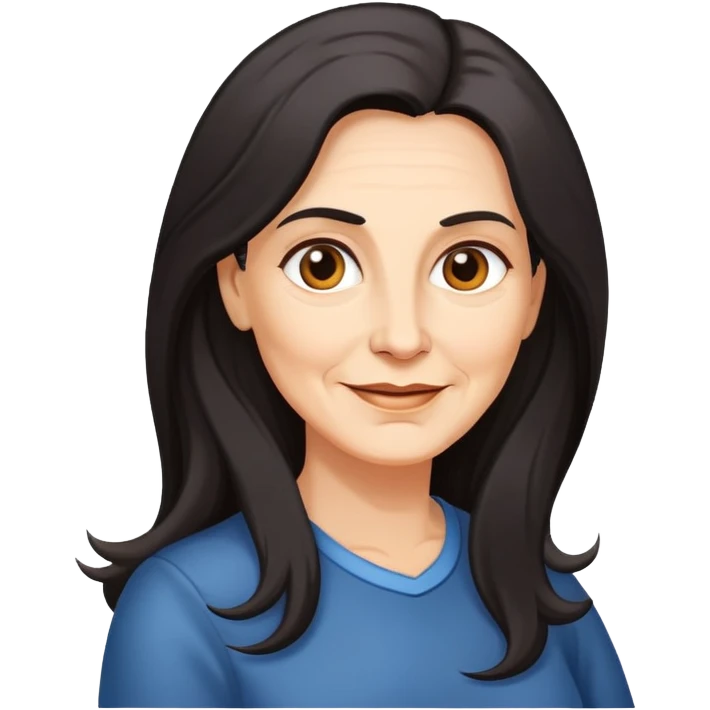 cartoon of successful 55 year old woman with long dark hair emoji