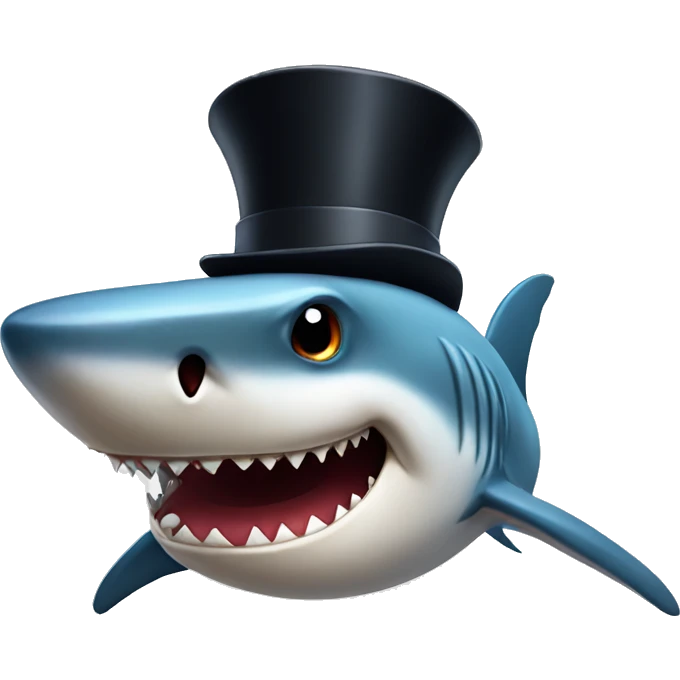 Shark with a top hat emoji