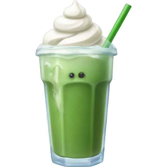 Iced matcha latte with ice cubes without a face   emoji