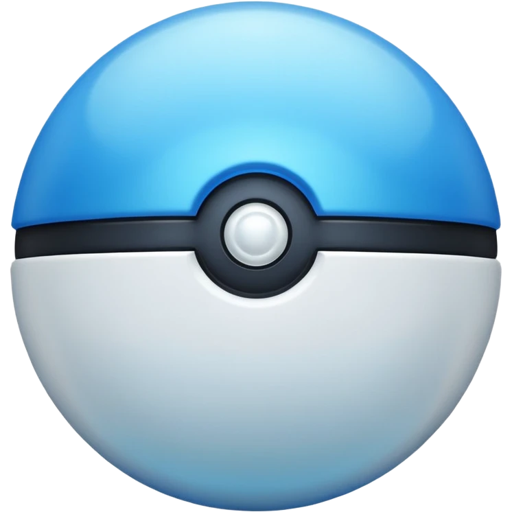 blue pokeball emoji, top half is a more saturated blue, bottom half is white, black stripe, with a white sheen, with a pearlescent finish, with a glow effect emoji
