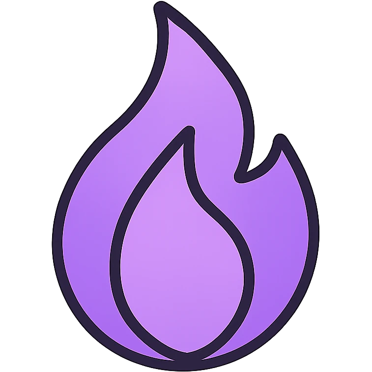 simple purple gradient flame, soft edges, modern icon emoji