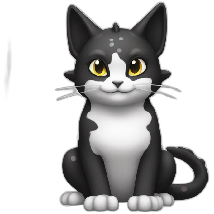 Sitting-Black-and-White-cat-dragon-type-pokemon emoji