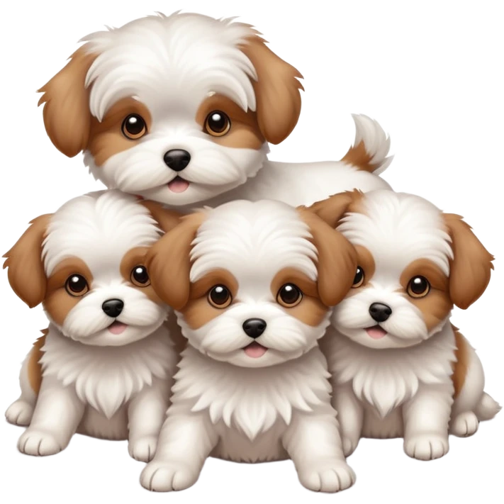  Maltese dog with 5 brown puppies emoji
