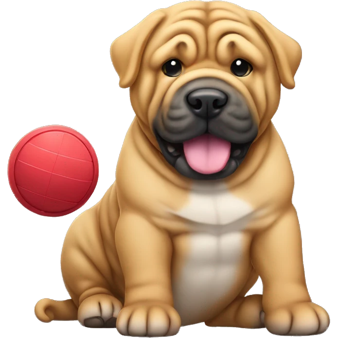 sharpei with gong with a toy emoji