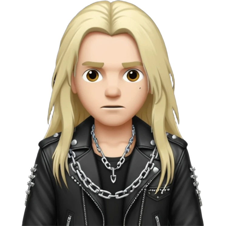 A fan of heavy extreme music, a metalhead in chains with rivets on a leather jacket emoji